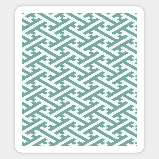 Green Sayagata Japanese Pattern Sticker by diffrances